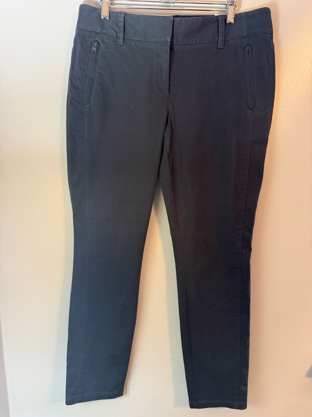 LOFT NEW Women's Marisa Skinny Ankle Pant Chino Gray/Black Side  Size 10